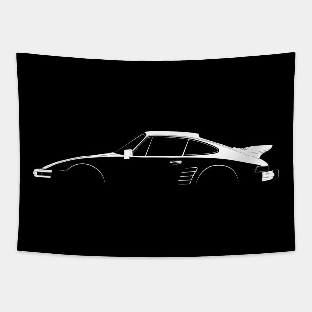 Porsche 911 Turbo Flachbau (930) Silhouette Tapestry by Car-Silhouettes