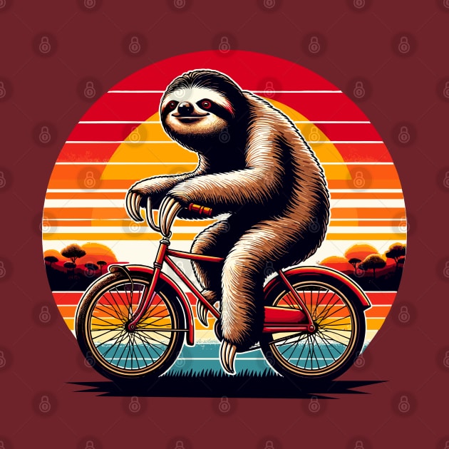 Sloth rides a bike at sunset by Art_Boys