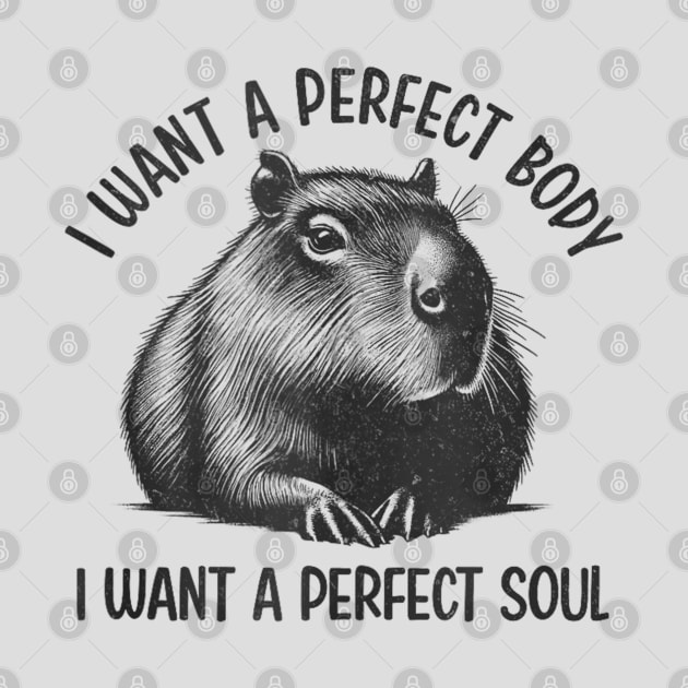 Capybara i want a perfect body i want a perfect soul Shirt, Funny Capybara Meme by Palette Harbor