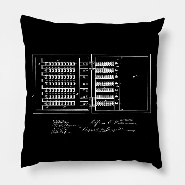 Calculator Vintage Patent Drawing Pillow by TheYoungDesigns