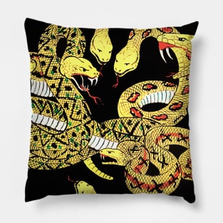 World of Pitons and Yellow Coiled Snakes Pillow