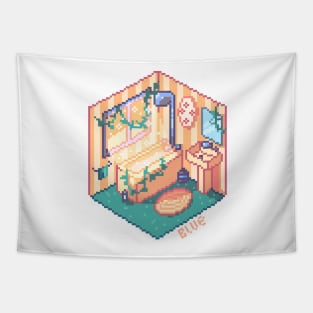 Pixel bathroom Tapestry