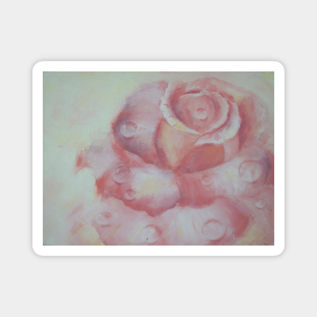 Original Oil Painting Delicate Pink Rose For Your Design Oil