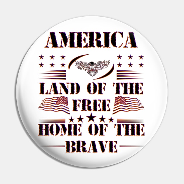 Land Of The Free Home Of The Brave Eagle USA Flag Pin by masterpiecesai