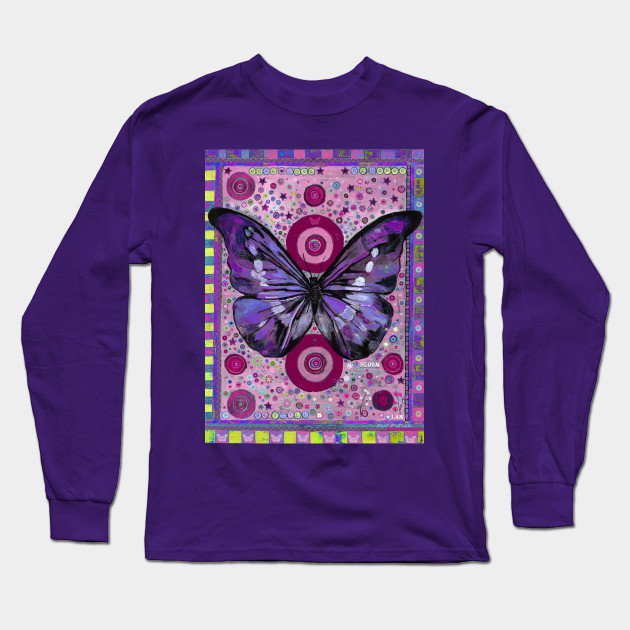 Purple Butterfly Butterfly Painting Long Sleeve T Shirt
