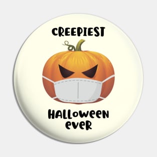 Creepiest halloween ever, pumpkin in a mask Pin