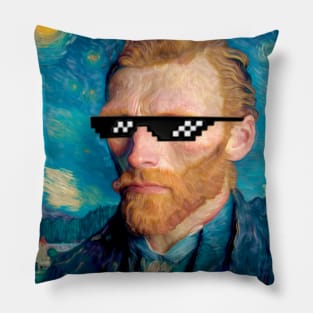 van gogh hyper realistic portrait Pillow