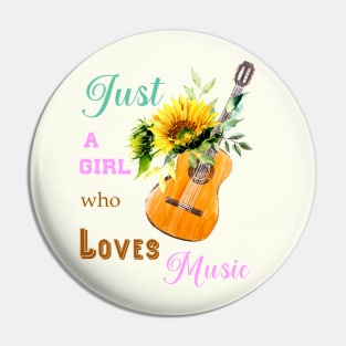 Sunflower & Guitar with quote Pin