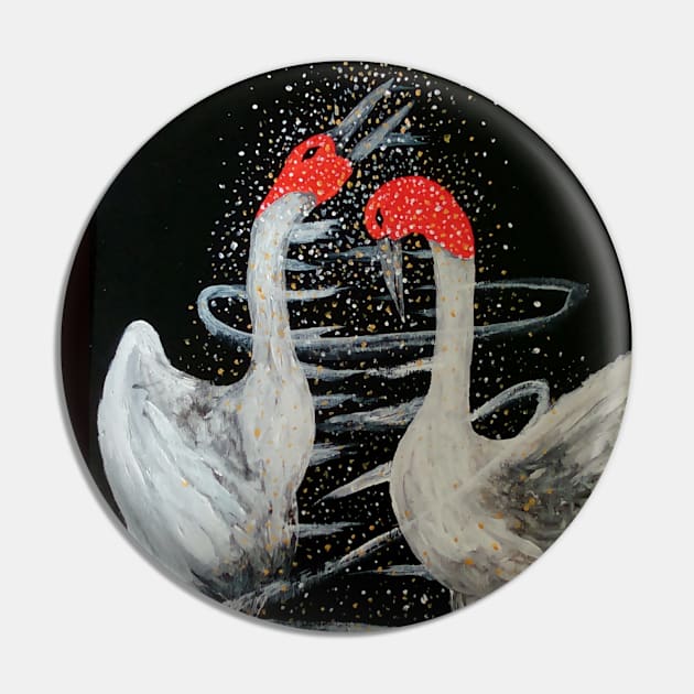 Australian Dancing Brolgas Pin by GarryGreenwood