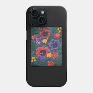 Cats and orchid flowers Phone Case