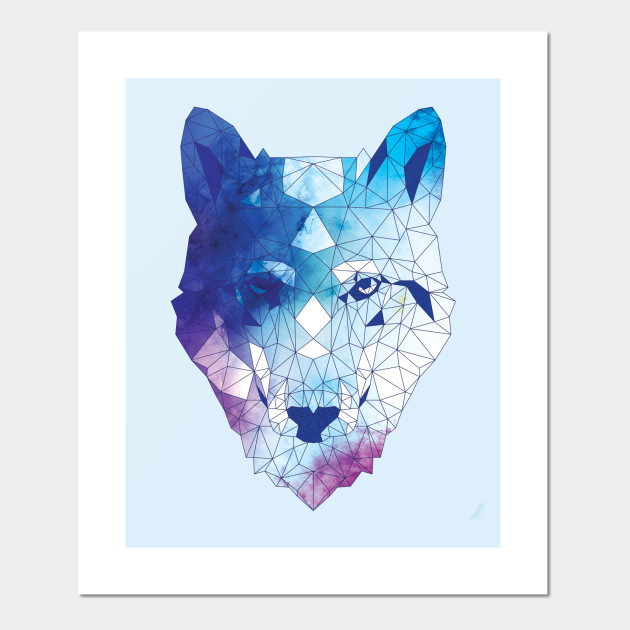 Geometric Blue Wolf Digital Painting Wolf Posters And Art