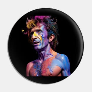 vector art a colorful paint illustration of Bon Scott // Aesthetic Pin