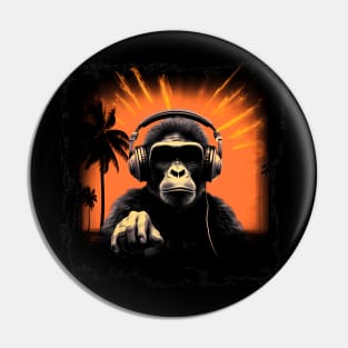 Cool summer monkey ape dj design Pin