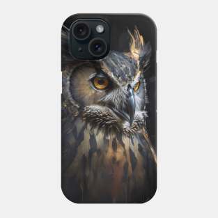 Owl Portrait Animal Nature Wildlife Dark Painting Wild Spirit Bird Phone Case