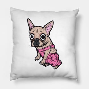 French Bulldog Pink Overalls Pillow