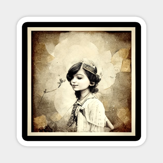 Beautiful confident smart Girl on a vintage background. Magnet by Liana Campbell