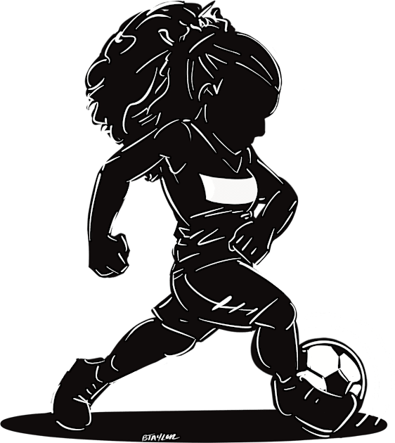 Footballer Silhouette 3 Kids T-Shirt by BoldLineImages18