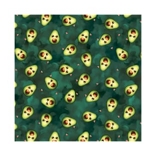 Kawaii Avocado on Green T-Shirt