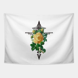 Yellow Rose Cross Abstract Design Tapestry