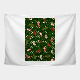 Christmas sock illustration, cute polka dot holiday pattern 2 Tapestry