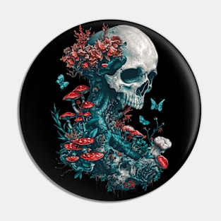 Skull and mushrooms. Pin