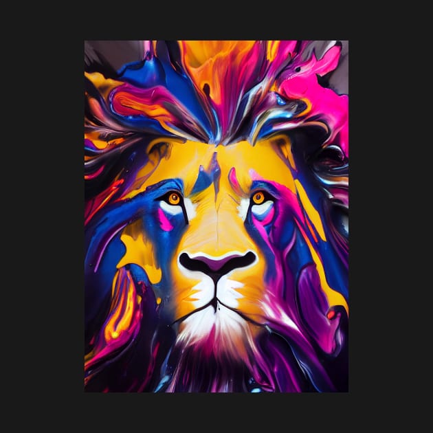 Lion in multi-colored pieces of paint. by RulizGi