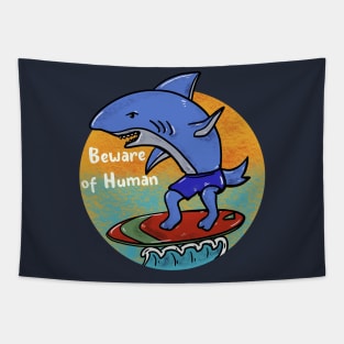 Surfing shark Tapestry