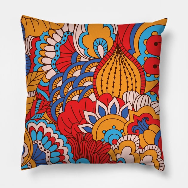 Abstract Floral Neck Gator Red Aqua Blue Orange Floral Abstract Pillow by DANPUBLIC