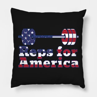 Patriotic Barbell Reps For America USA Gym T-shirt Pillow