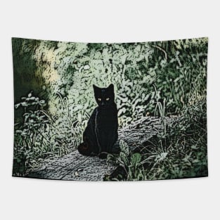 Black Cat Painting Tapestry