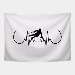 Skiing Heartbeat Tapestry