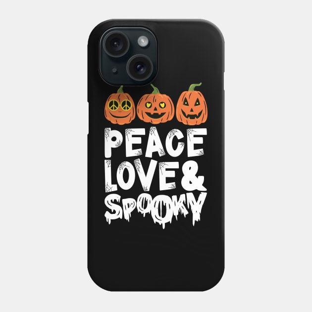 Groovy Peace Love & Spooky Halloween Pumpkins Jack O Lantern Phone Case by August Design