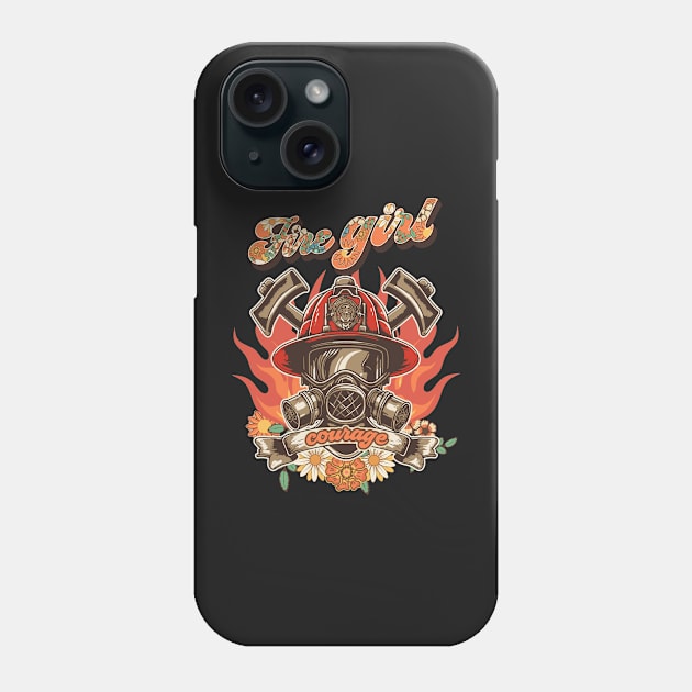 Firefighter woman Fire girl floral groovy Phone Case by HomeCoquette