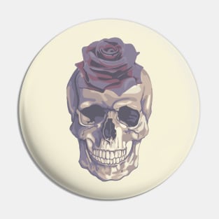 Skull With Flower Head Pin