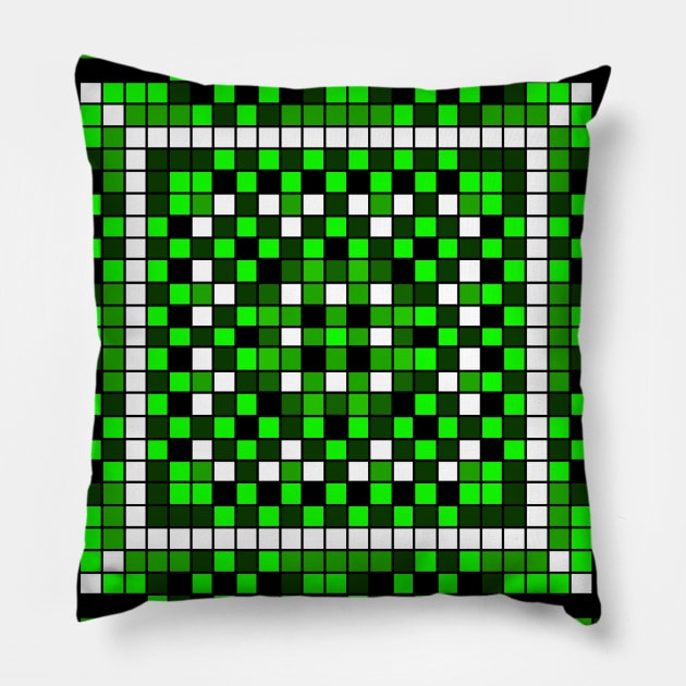 small green pocket size pixelated mandala Pillow by DARNA