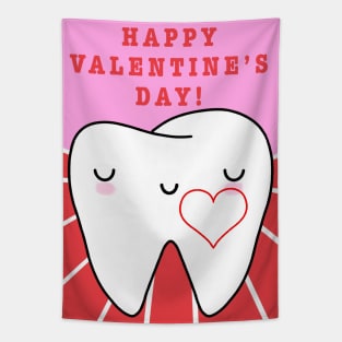 Happy Valentine's day - Molar with heart illustration - for Dentists, Hygienists, Dental Assistants, Dental Students and anyone who loves teeth by Happimola Tapestry