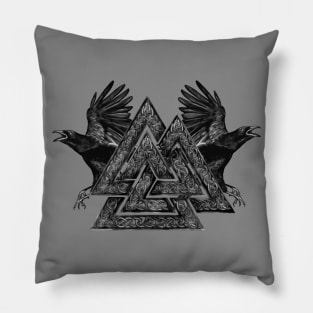 Valknut Symbol and Ravens Pillow