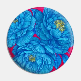 Bloom wherever you are - Bright blue flowers over hot pink Pin