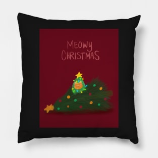 Meowy Christmas - cat in a christmas tree Pillow