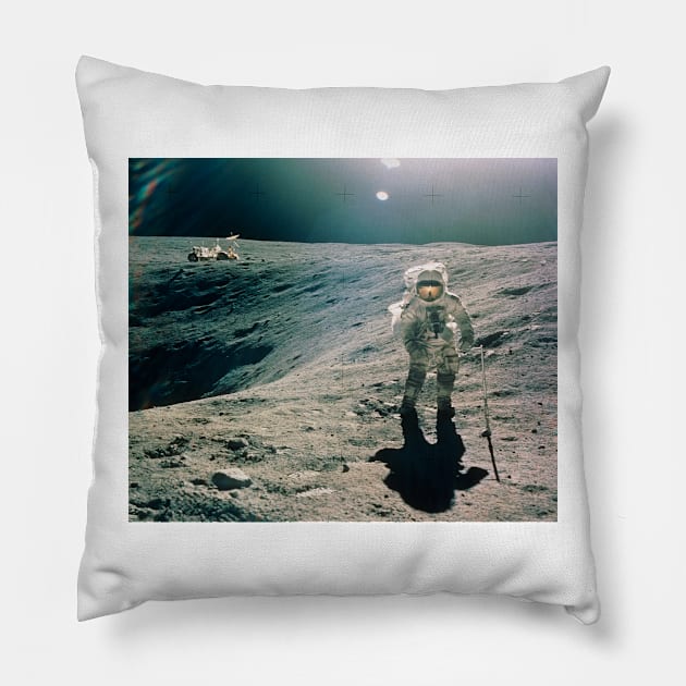 Astronaut Duke next to Plum Crater, Apollo 16 (S380/0229) Pillow by SciencePhoto