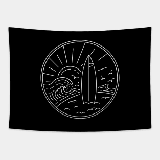 Summer Surf Monoline Tapestry