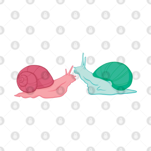 Pink and Green Snails by Gwenpai