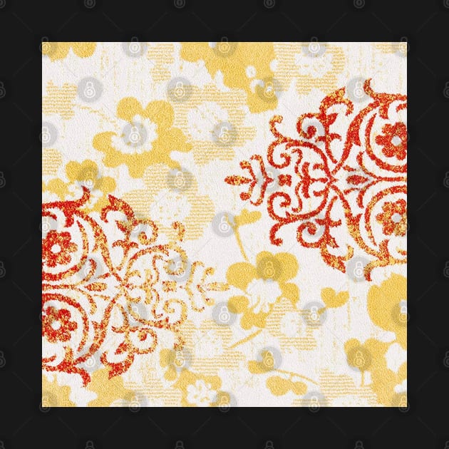 Floral Glam Damask Distressed Grey / Gold by OialiCreative