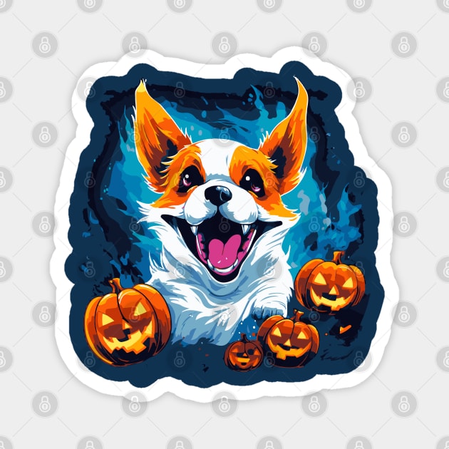 Corgi halloween ghost dog Magnet by tatadonets