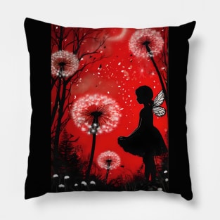 Celestial Whispers: Innocence Under the Crimson Sky Pillow