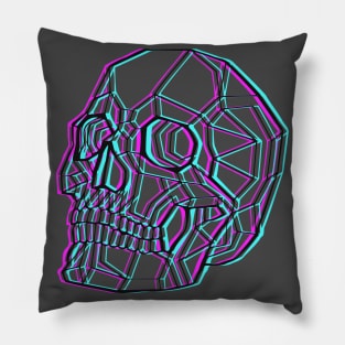 Skull glitch geometric origami Pillow