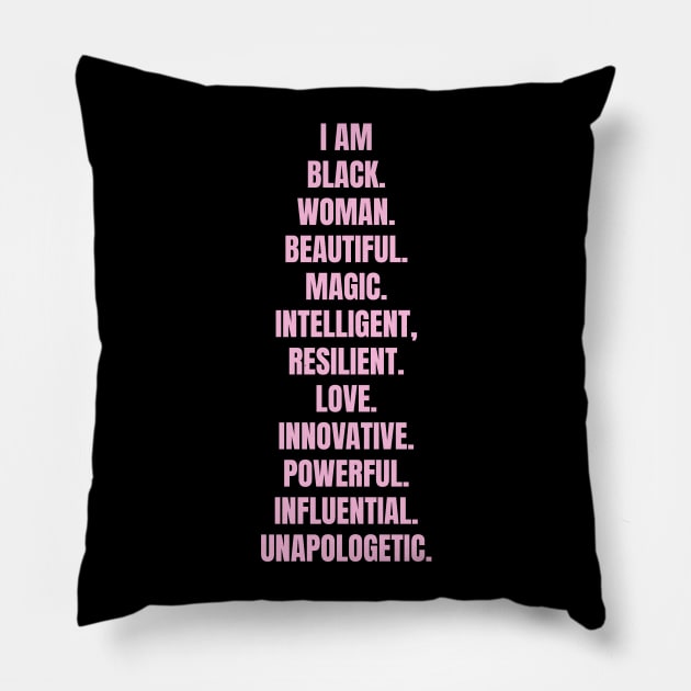 I Am A Powerful Black Woman | African American | Black Queen Pillow by UrbanLifeApparel