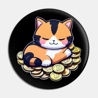 Crypto Cat HODL Bitcoin Design Pin