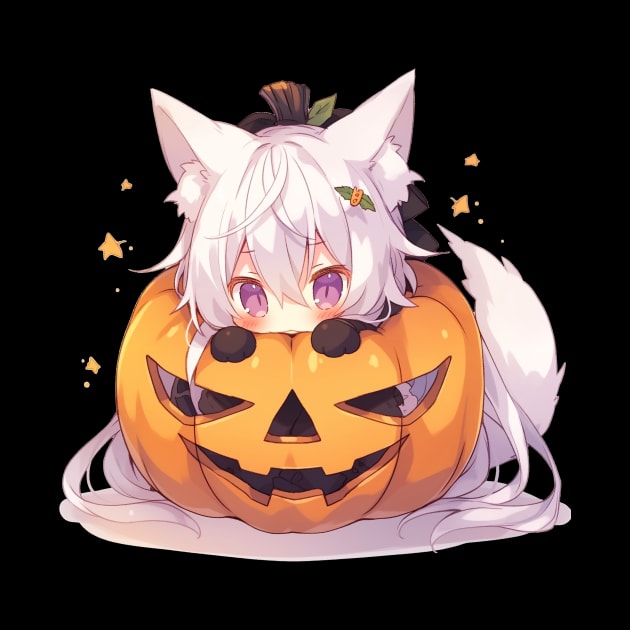 Kawaii Anime Girl in a Halloween Pumpkin by Seraphine