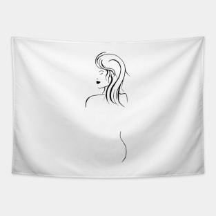 Silhouette of beautiful woman with black lips Tapestry